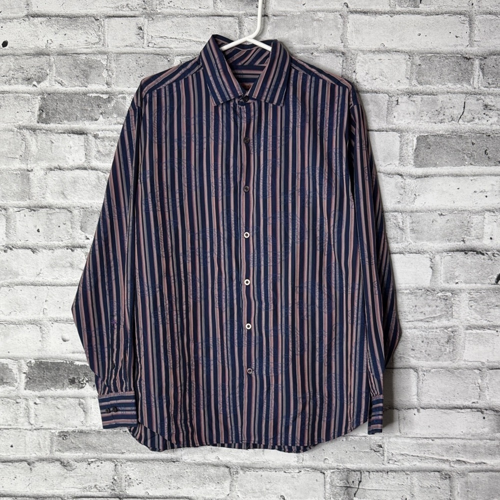 Striped Blue and Pink Men's Button Down Shirt